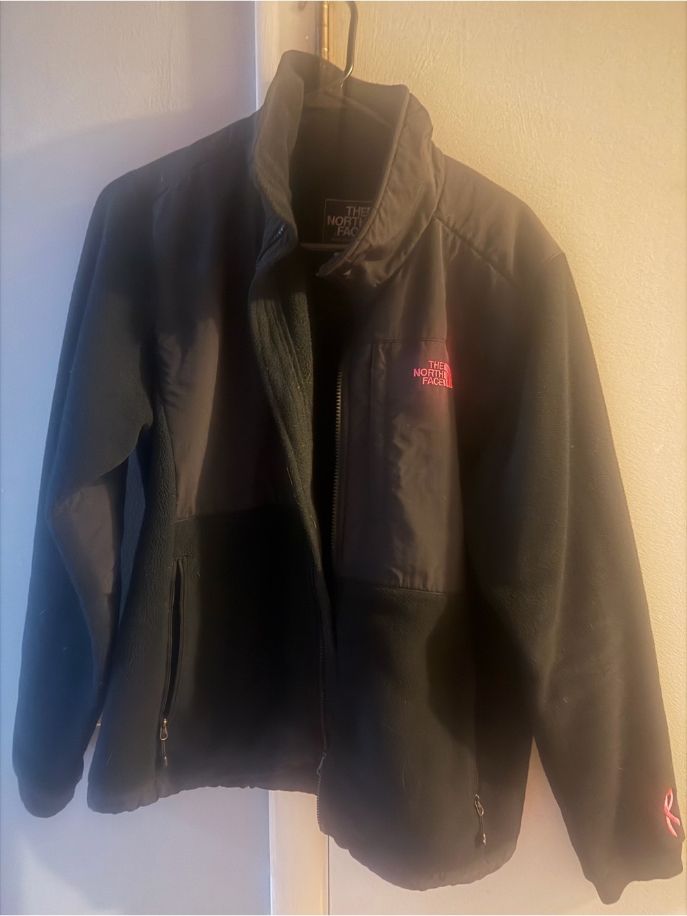 The North Face Black Fleece Performance Jacket with Pink Logo